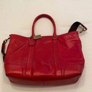 Coach cross body tote/satchel, red leather